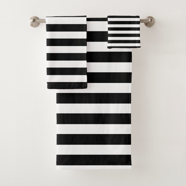 black and white striped towel sets