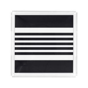 Modern Black And White Striped Chic Vanity Tray