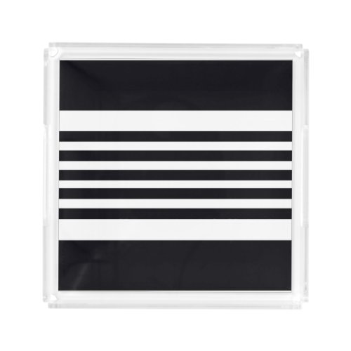 Modern Black And White Striped Chic Vanity Tray