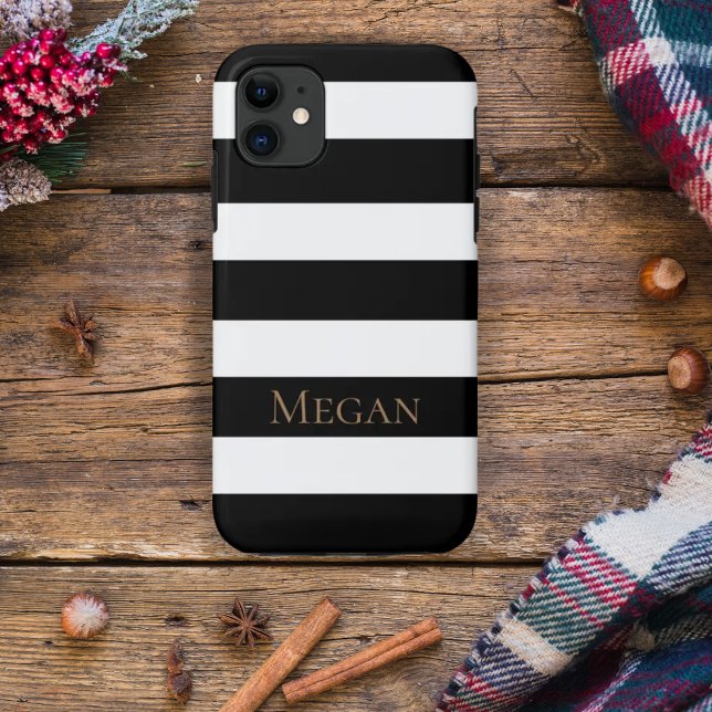 Modern Black and White Striped Pattern Custom Case-Mate iPhone Case (Creator Uploaded)