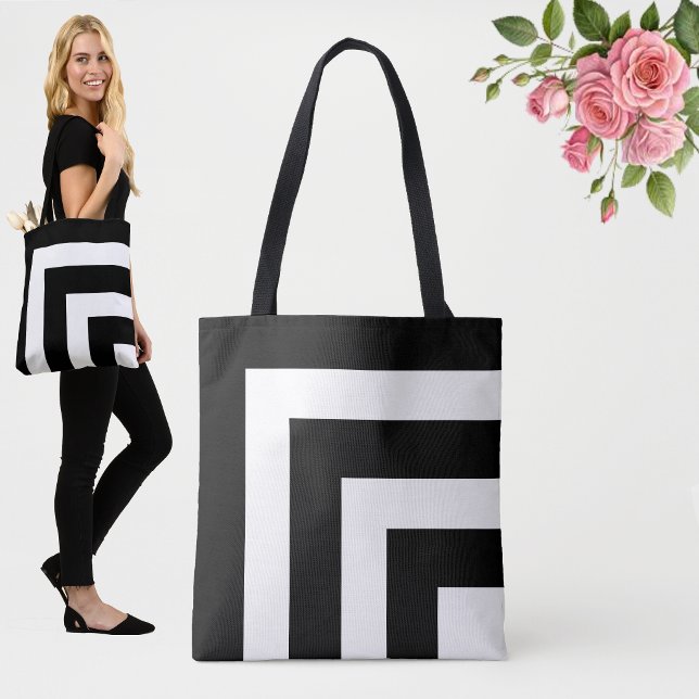 Modern Black and White Striped Tote Bag (Creator Uploaded)