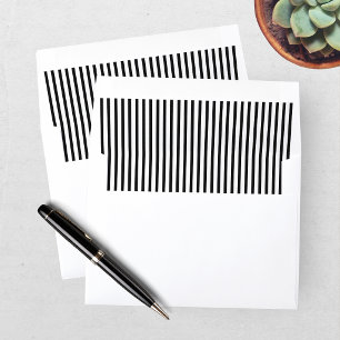 Modern Black and White Striped Wedding Envelope Liner