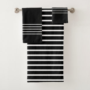 MKHERT Black And White Stripe Bath Towel Shower Towel Wash Cloth Face  Towels 16x28 inches