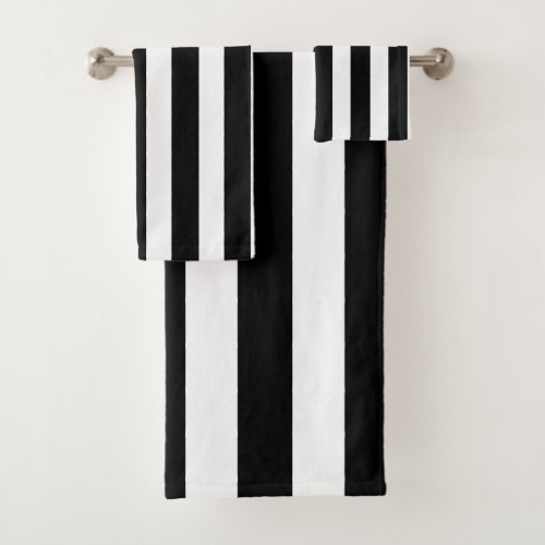 Modern Black and White stripes bathroom Bath Towel Set