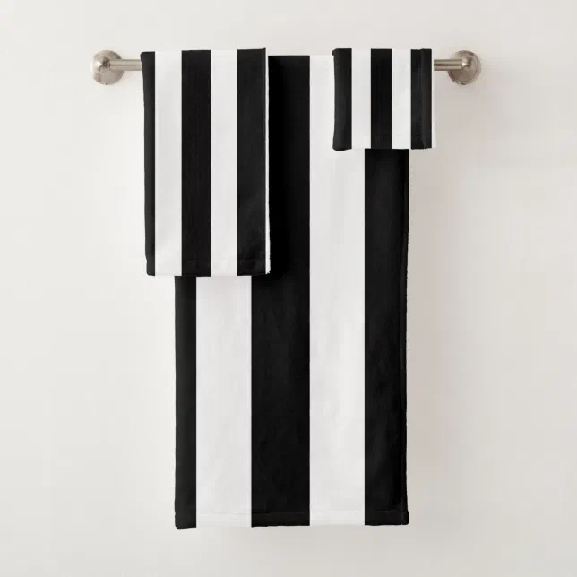 Modern Black and White stripes bathroom Bath Towel Set Zazzle