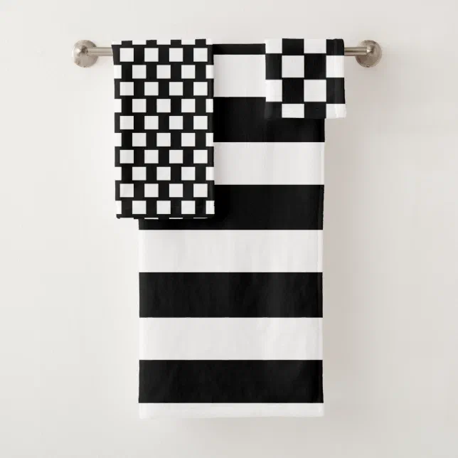 Modern Black and White stripes bathroom Bath Towel Set | Zazzle