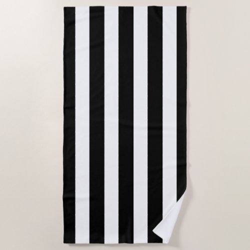 Modern Black and White stripes Beach Towel