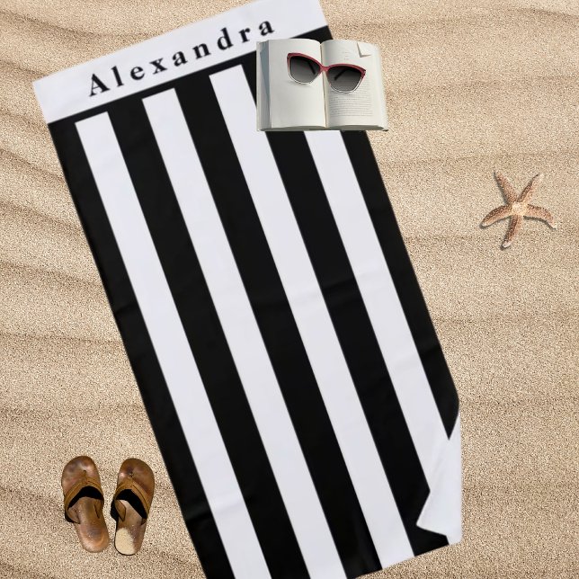 Modern Black and White stripes Beach Towel (Creator Uploaded)