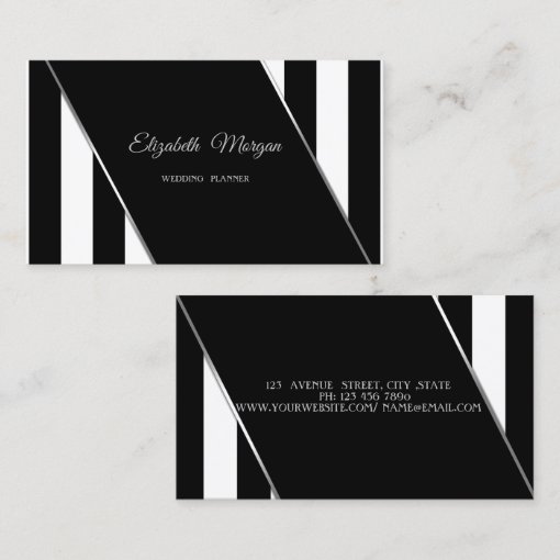 Modern Black And White Stripes Business Card | Zazzle