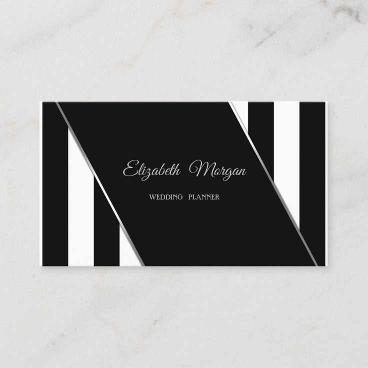 Modern Black And White Stripes Business Card | Zazzle