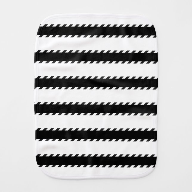 Modern Black and White Stripes Geometric Pattern Burp Cloth (Front)