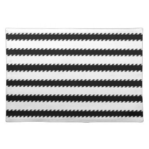 Modern Black and White Stripes Geometric Pattern Cloth Placemat