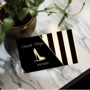 Modern Black And White Stripes,High Heel Business Card