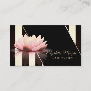 Modern Black And White Stripes,Lotus Business Card