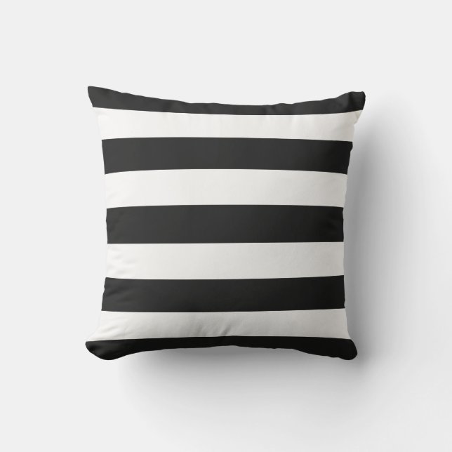 Modern Black and White Stripes Outdoor Pillow (Front)