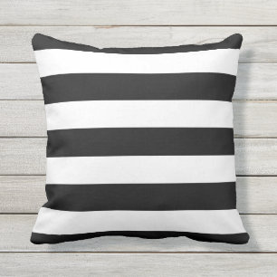 Modern Black and White Stripes Outdoor Pillow