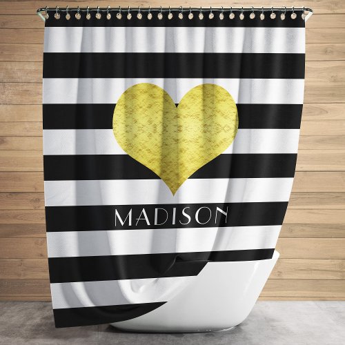 Modern Black And White Stripes Pattern Shower Curtain