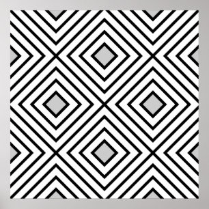 Modern Black And White Stripes Tribal Pattern Poster