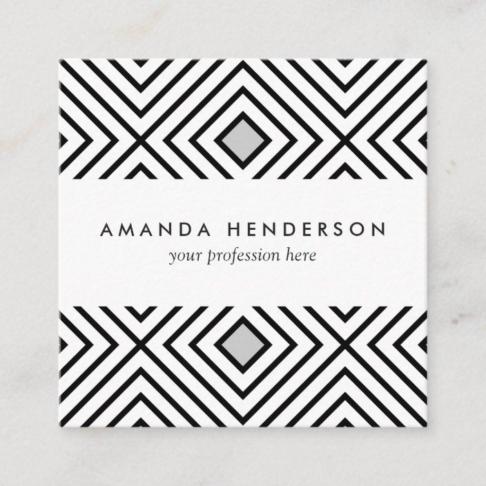 Modern Black And White Stripes Tribal Pattern Square Business Card ...
