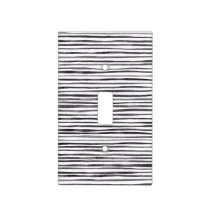Modern Black and White Stripes Watercolor  Light Switch Cover