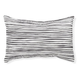 Modern Black and White Stripes Watercolor  Pet Bed