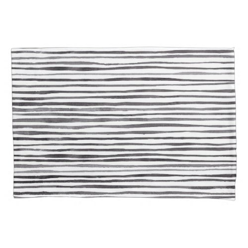 Modern Black and White Stripes Watercolor   Pillow Case
