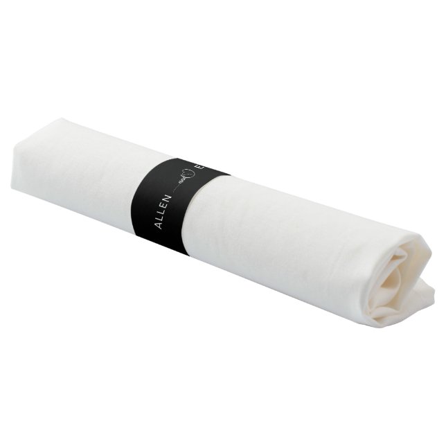 Modern Black and White Stylish Customized Wedding Napkin Bands (Angled)