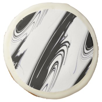 Modern Black And White Sugar Cookie by kahmier at Zazzle