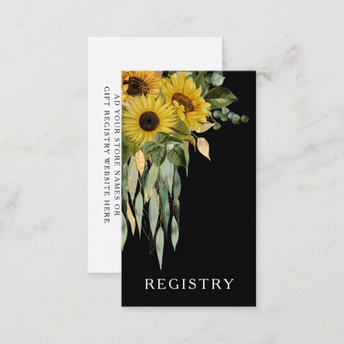 Modern Black And White Sunflower Wedding Registry Enclosure Card
