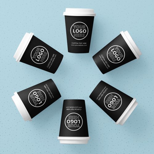 Modern Black and White Supplies Business Logo Paper Cups