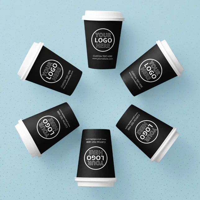 Modern Black and White Supplies Business Logo Paper Cups | Zazzle