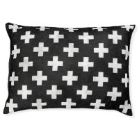 Modern black and white Swiss cross pattern pet bed