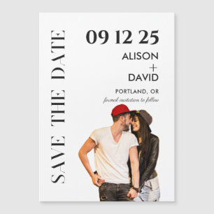 Modern Black and White Template Save The Date Magnetic Invitation