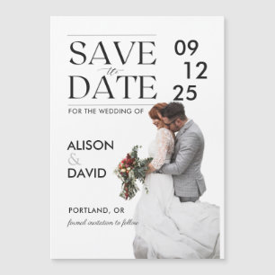 Modern Black and White Template Save The Date  Magnetic Invitation