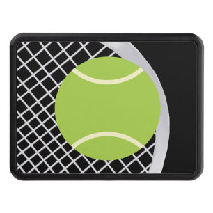 Modern Black And White Tennis Racket Ball Hitch Cover