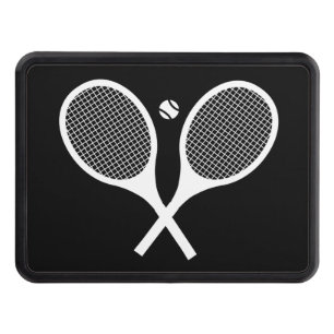Modern Black And White Tennis Racket  Hitch Cover
