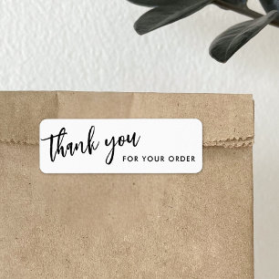 Modern Black and White Thank You for Your Order Label
