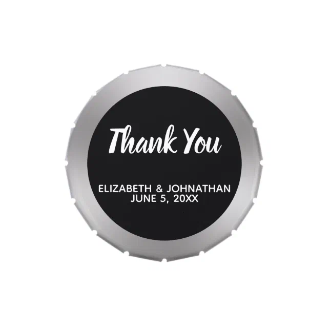 Modern Black and White Thank You Wedding Favor Candy Tin | Zazzle