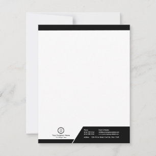 Modern Black and White Theme Branded Custom Logo Note Card