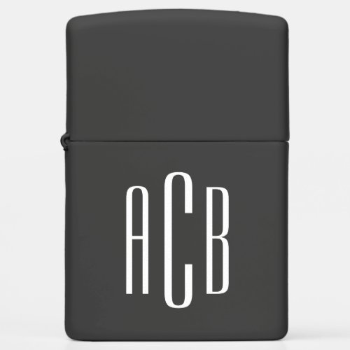 Modern Black and White Three Letter Monogram Zippo Lighter