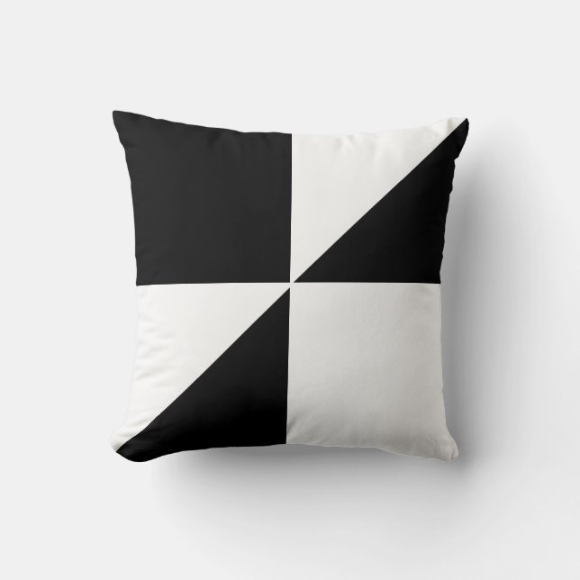 Modern Black and White Throw Pillow (Front)