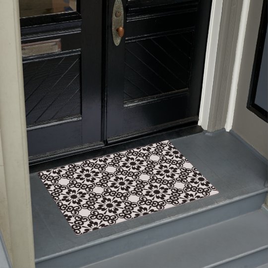 MODERN BLACK AND WHITE TILE DOORMAT