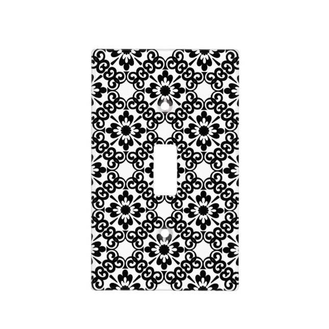 MODERN BLACK AND WHITE TILE LIGHT SWITCH COVER (Front)