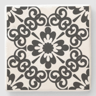 MODERN BLACK AND WHITE TILE STONE COASTER