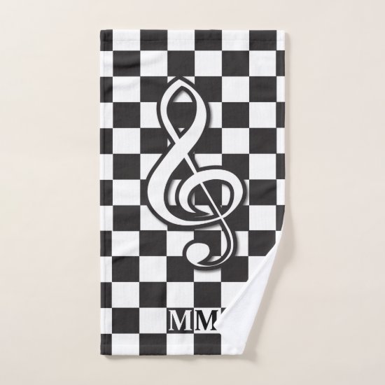 Modern Black and White Treble Clef Bath Towel Set