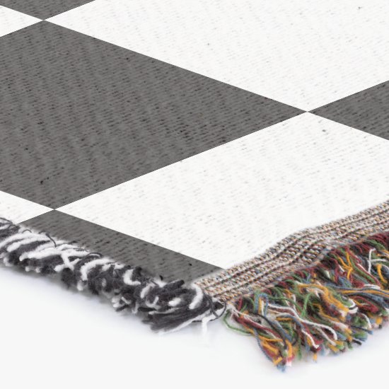 Modern Black and White Treble Clef on Checkerboard Throw Blanket