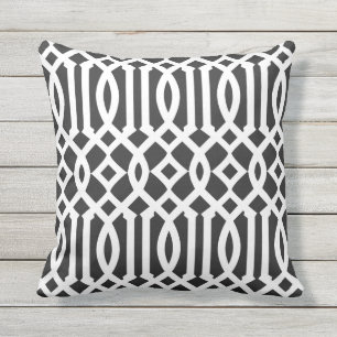 Modern Black and White Trellis Pattern Throw Pillow