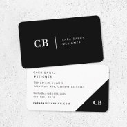 Modern Black And White Trendy Stylish Monogram Business Card at Zazzle