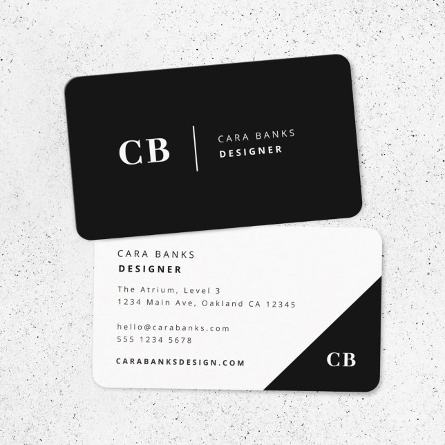 Modern Black and White Trendy Stylish Monogram Business Card (Creator Uploaded)