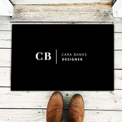 Modern Black and White Trendy Stylish Monogram Doormat